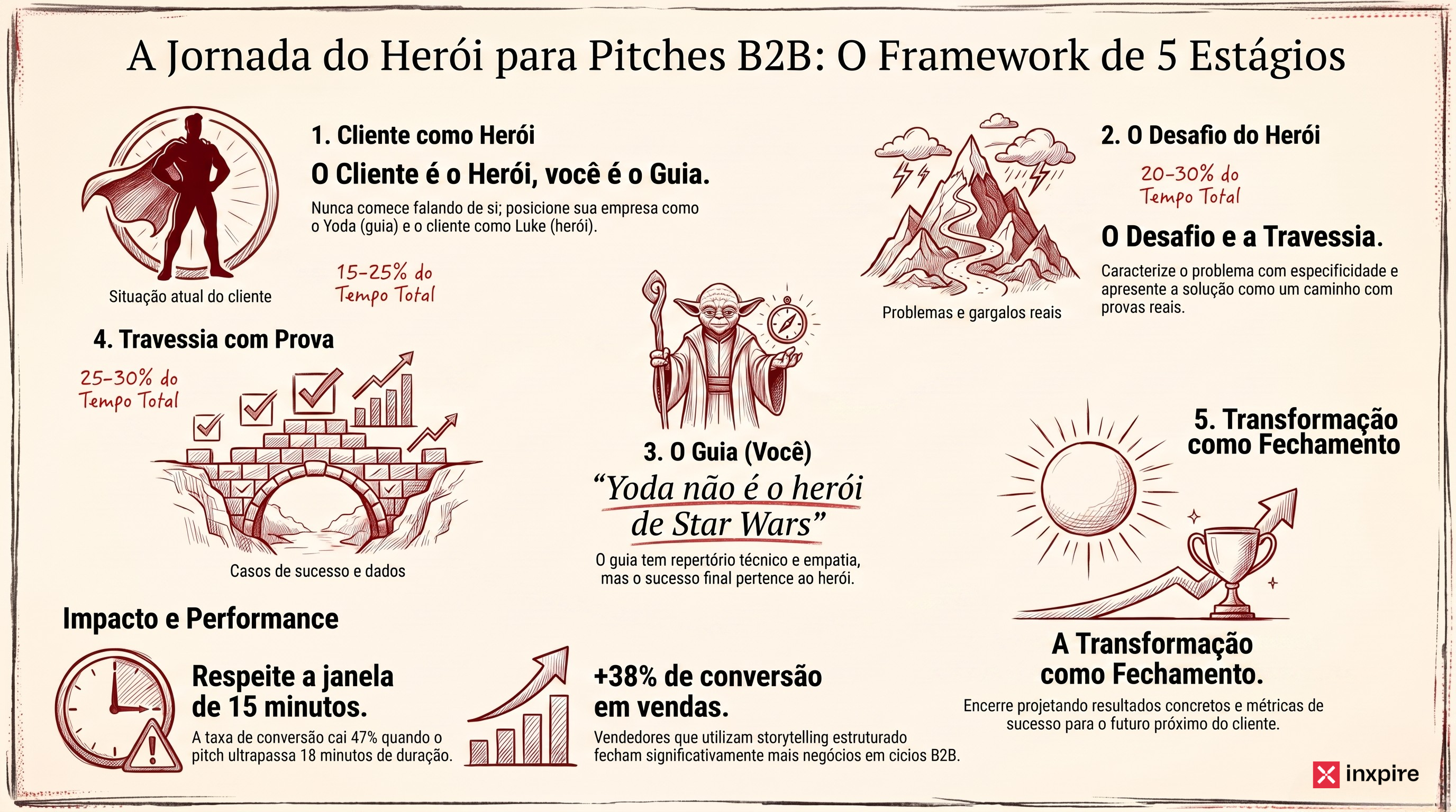 A jornada do herói aplicada a pitches comerciais: o framework adaptado que funciona em vendas B2B brasileiras